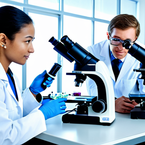 Home 11 **
A diverse group of scientists in a brightly lit, modern laboratory setting, fully clothed in appropriate lab attire, conducting stem cell research. Microscopes and advanced equipment are visible. Focus on collaboration and discovery. Safe for work, appropriate content, professional, perfect anatomy, correct proportions, well-formed hands, proper finger count, natural body proportions, modest clothing.
**