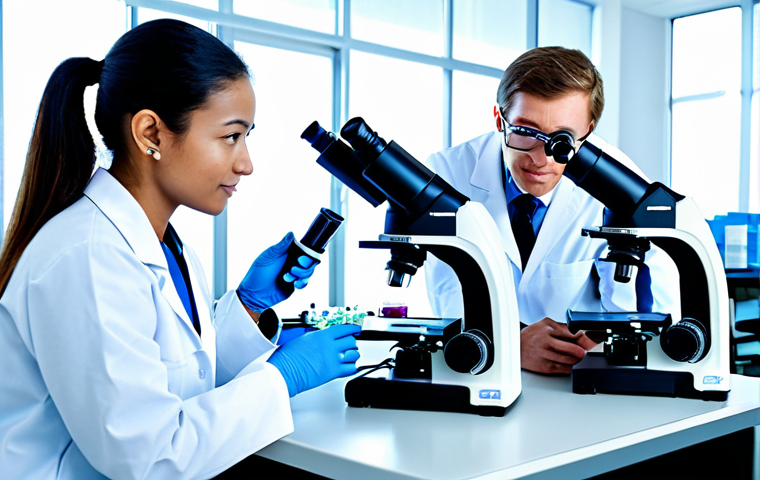 **
A diverse group of scientists in a brightly lit, modern laboratory setting, fully clothed in appropriate lab attire, conducting stem cell research. Microscopes and advanced equipment are visible. Focus on collaboration and discovery. Safe for work, appropriate content, professional, perfect anatomy, correct proportions, well-formed hands, proper finger count, natural body proportions, modest clothing.
**